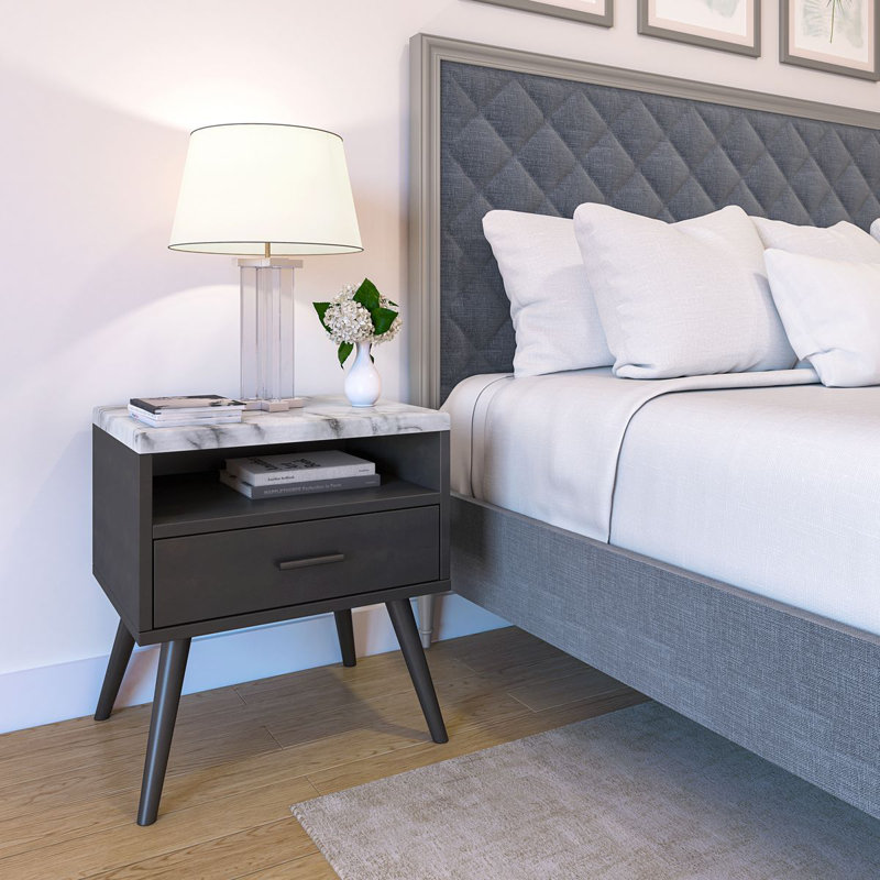 Boyd Sleep Marcello Mid Century Faux Marble Top Low Profile Nightstand Reviews Wayfair